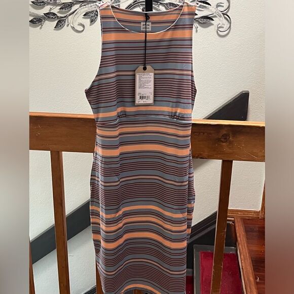 NWT Prana Sleeveless StripedDress Size Medium Gray & Orange #061 - Picture 1 of 6